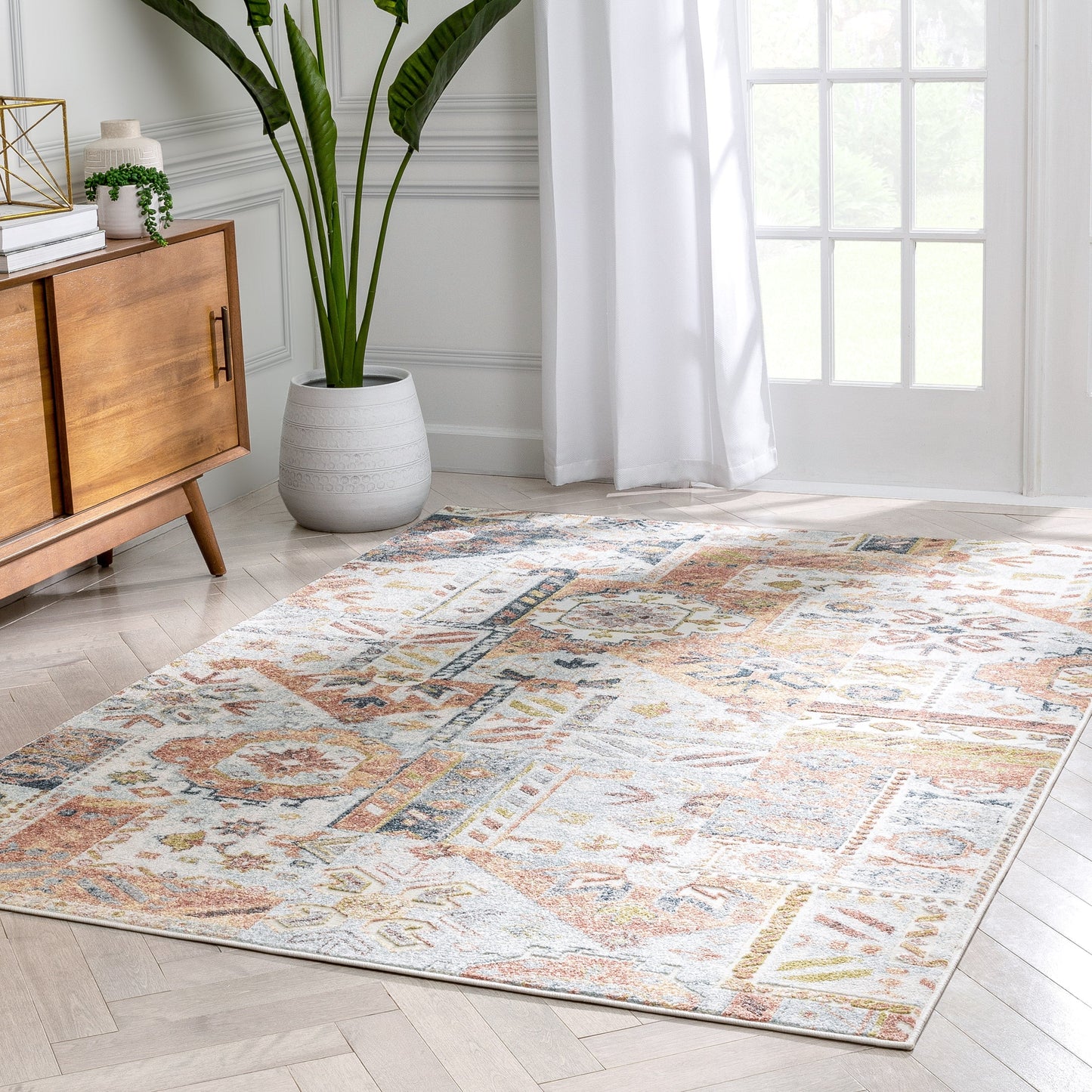 Elizabeth Global Vintage Patchwork Pattern Ivory Rug FA-62