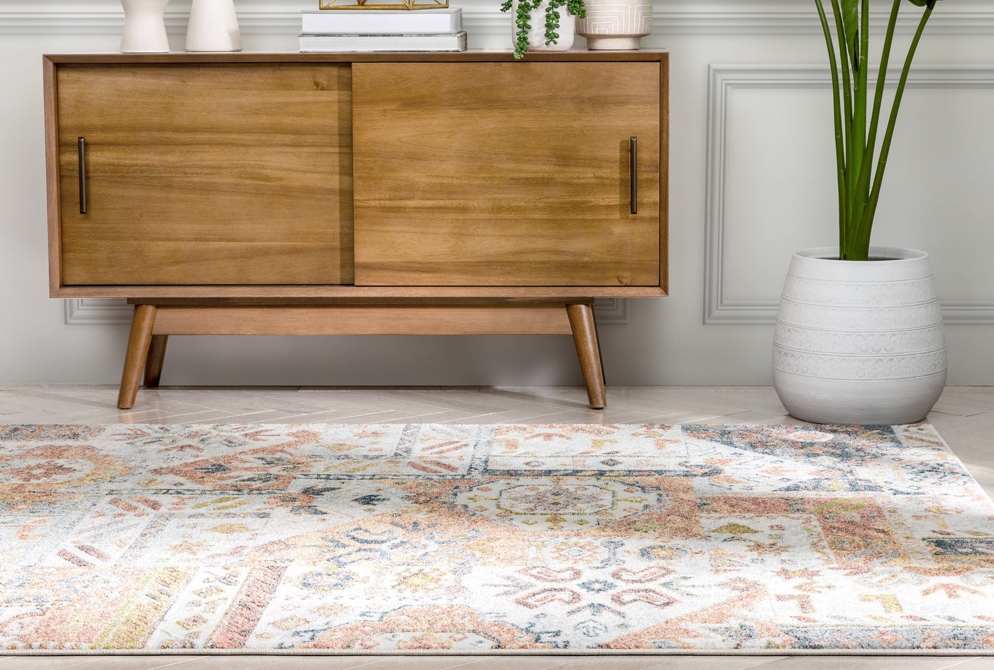 Elizabeth Global Vintage Patchwork Pattern Ivory Rug FA-62