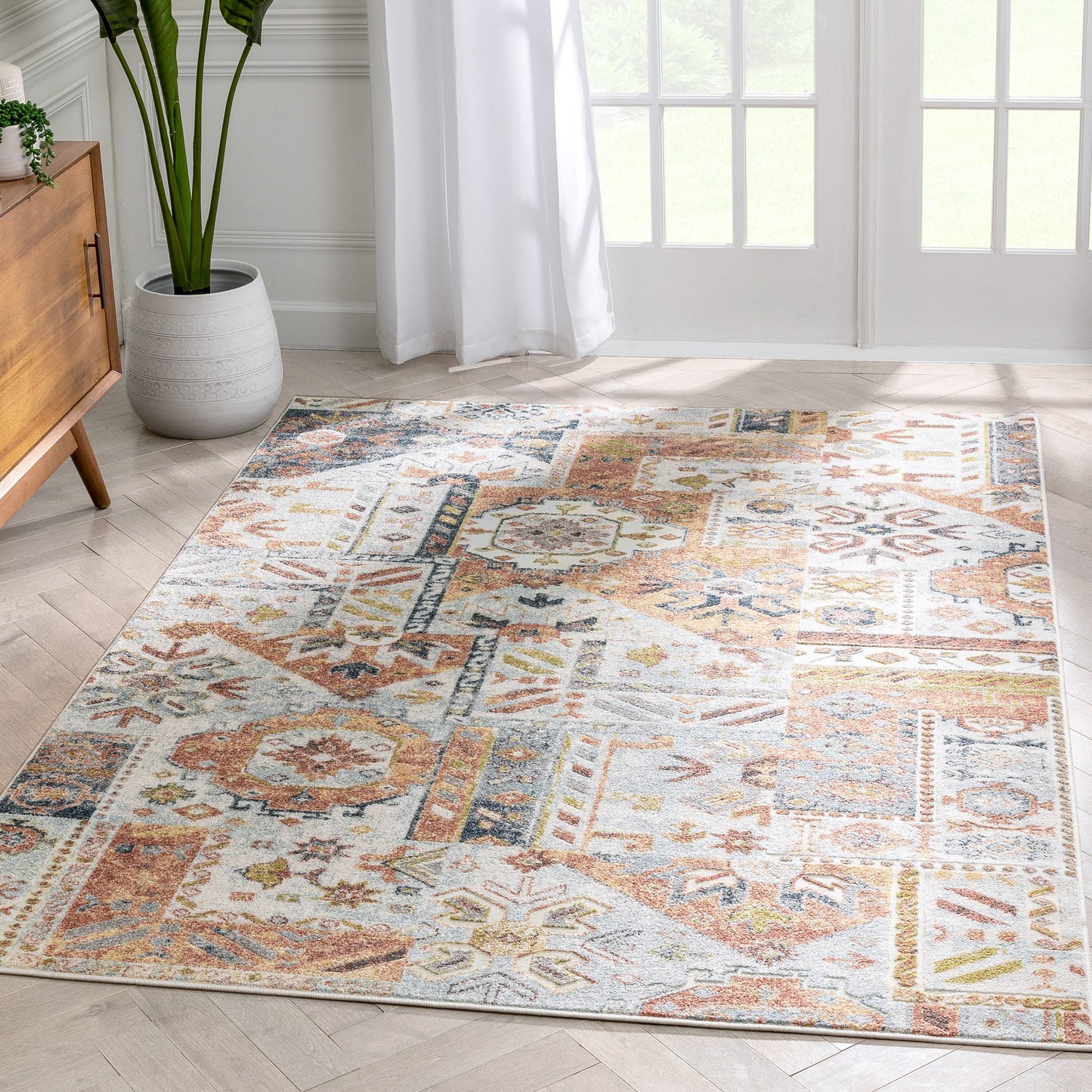 Elizabeth Global Vintage Patchwork Pattern Ivory Rug FA-62