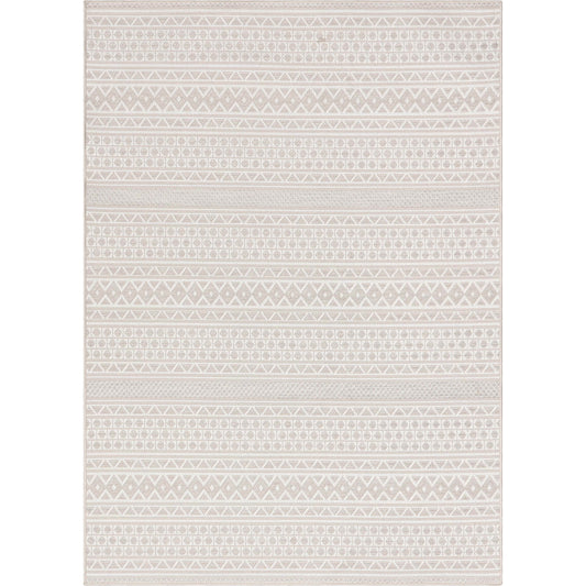 Arwen Tribal Indoor/Outdoor Ivory Textured Rug FAL-12