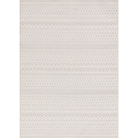 Arwen Tribal Indoor/Outdoor Ivory Textured Rug FAL-12