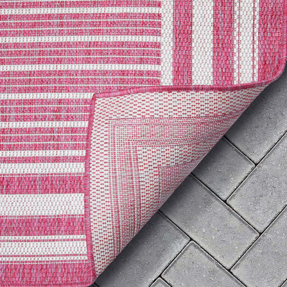 Frankie Modern Stripes Indoor/Outdoor Fuschia Textured Rug FAL-20