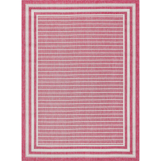 Frankie Modern Stripes Indoor/Outdoor Fuschia Textured Rug FAL-20