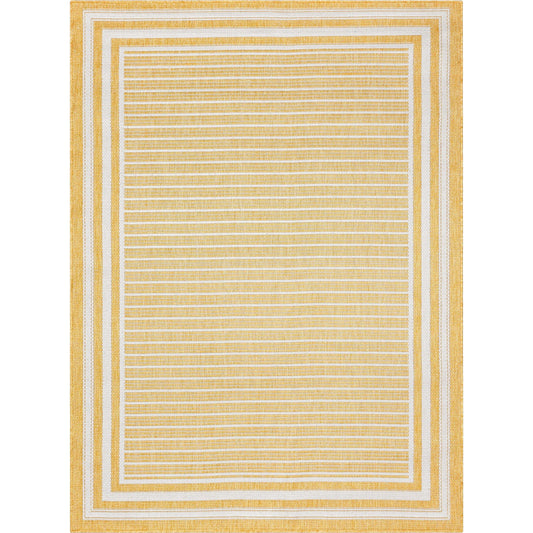 Frankie Modern Stripes Indoor/Outdoor Yellow Textured Rug FAL-21