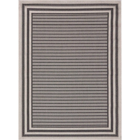 Frankie Modern Stripes Indoor/Outdoor Black Textured Rug FAL-23