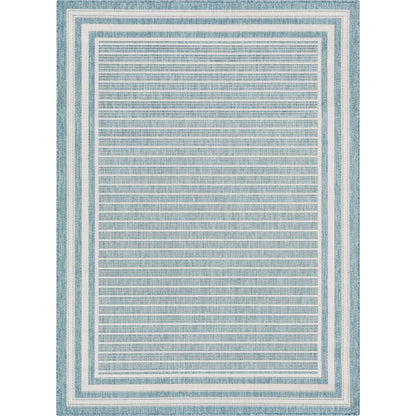 Frankie Modern Stripes Indoor/Outdoor Blue Textured Rug FAL-24