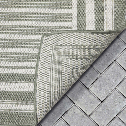 Frankie Modern Stripes Indoor/Outdoor Green Textured Rug FAL-25