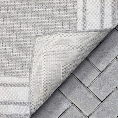 Perry Solid Border Pattern Indoor/Outdoor Grey Textured Rug FAL-37
