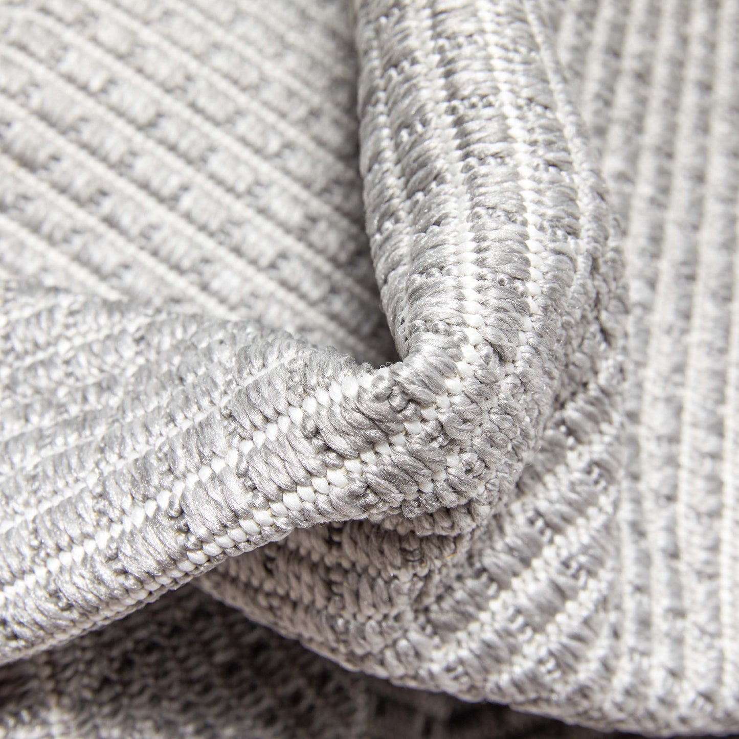 Perry Solid Border Pattern Indoor/Outdoor Grey Textured Rug FAL-37