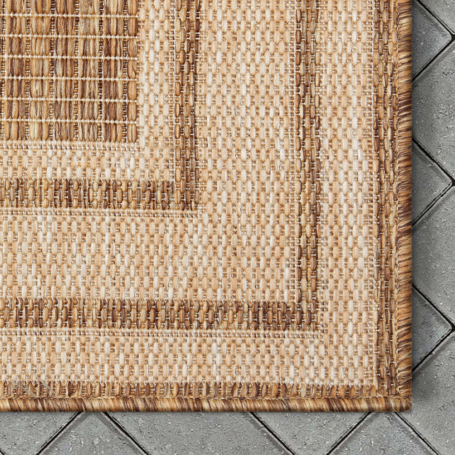 Perry Solid Border Pattern Indoor/Outdoor Brown Textured Rug FAL-38