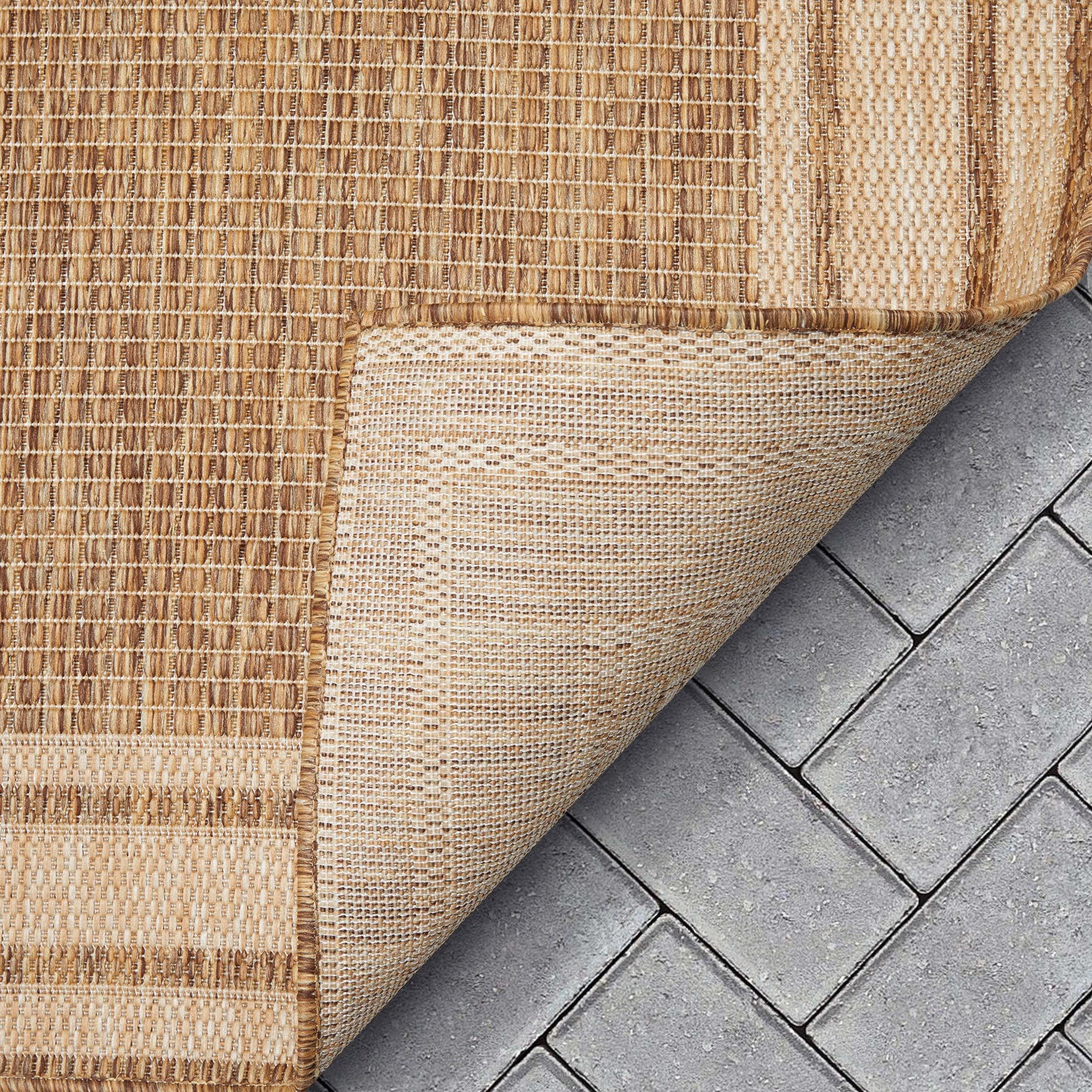 Perry Solid Border Pattern Indoor/Outdoor Brown Textured Rug FAL-38