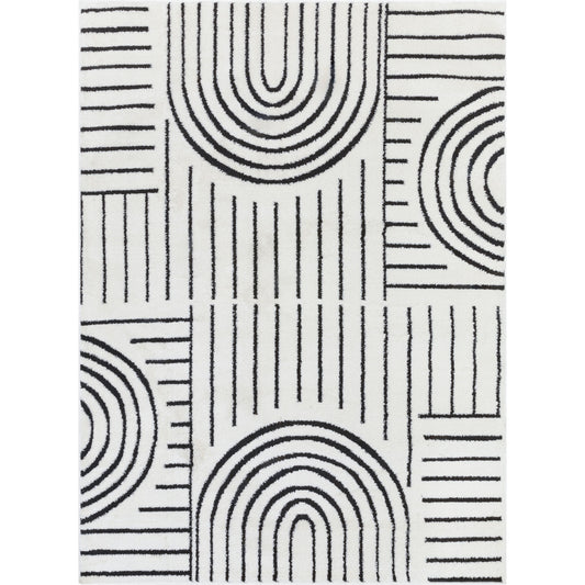 Feliz Boho Rainbow Ivory Black Rug FEL-23