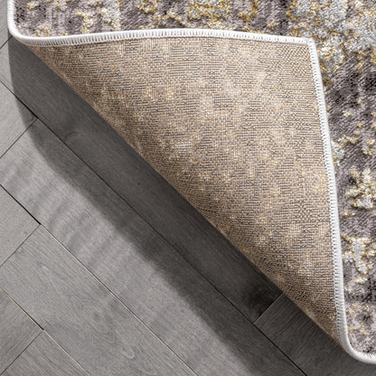 Harod Retro Geometric Stripes Grey Glam Rug FRM-177