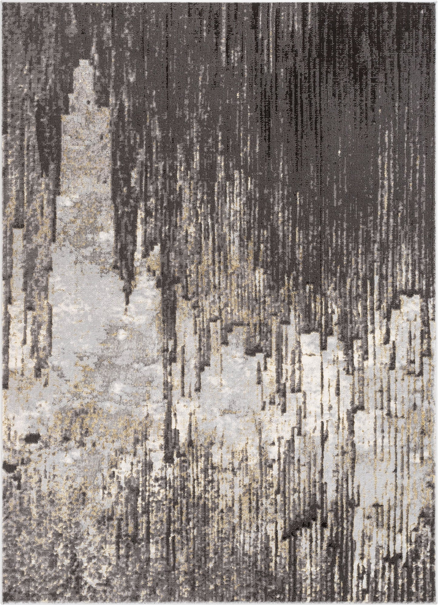 Harod Retro Geometric Stripes Grey Glam Rug FRM-177