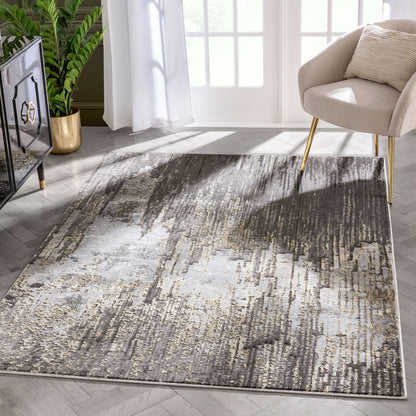 Harod Retro Geometric Stripes Grey Glam Rug FRM-177