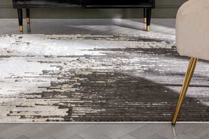 Harod Retro Geometric Stripes Grey Glam Rug FRM-177