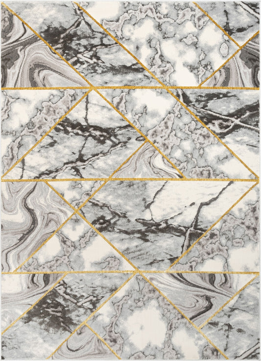 Arlo Retro Marble Pattern Grey Glam Rug FRM-47