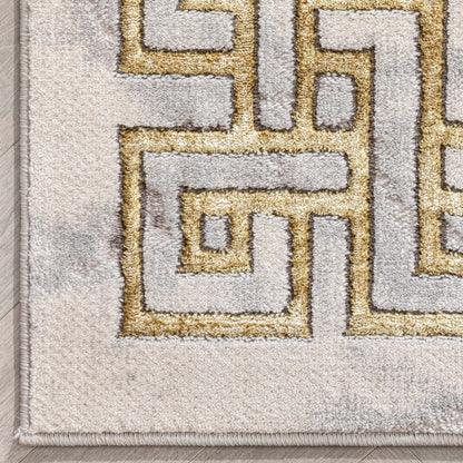Huntington Retro Marble Border Ivory Glam Rug FRM-72