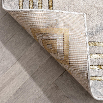 Huntington Retro Marble Border Ivory Glam Rug FRM-72