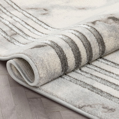 Huntington Retro Marble Border Black Glam Rug FRM-73
