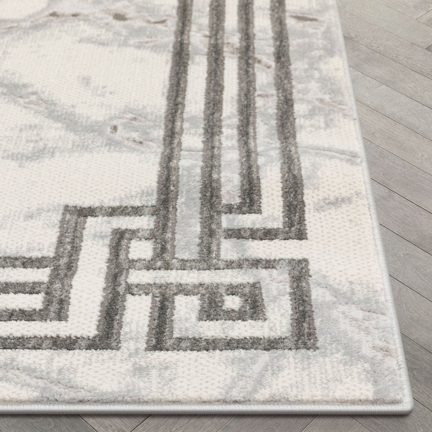 Huntington Retro Marble Border Black Glam Rug FRM-73
