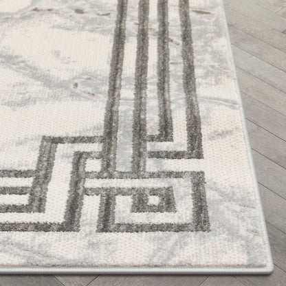 Huntington Retro Marble Border Black Glam Rug FRM-73