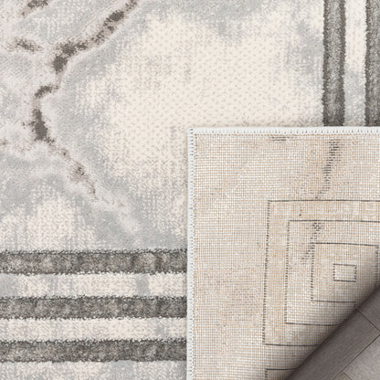 Huntington Retro Marble Border Black Glam Rug FRM-73
