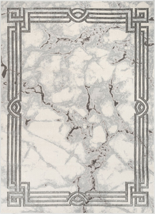 Huntington Retro Marble Border Black Glam Rug FRM-73