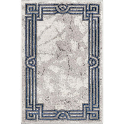 Huntington Retro Marble Border Blue Glam Rug FRM-74