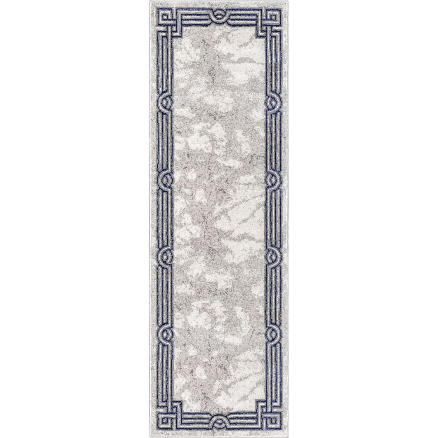 Huntington Retro Marble Border Blue Glam Rug FRM-74