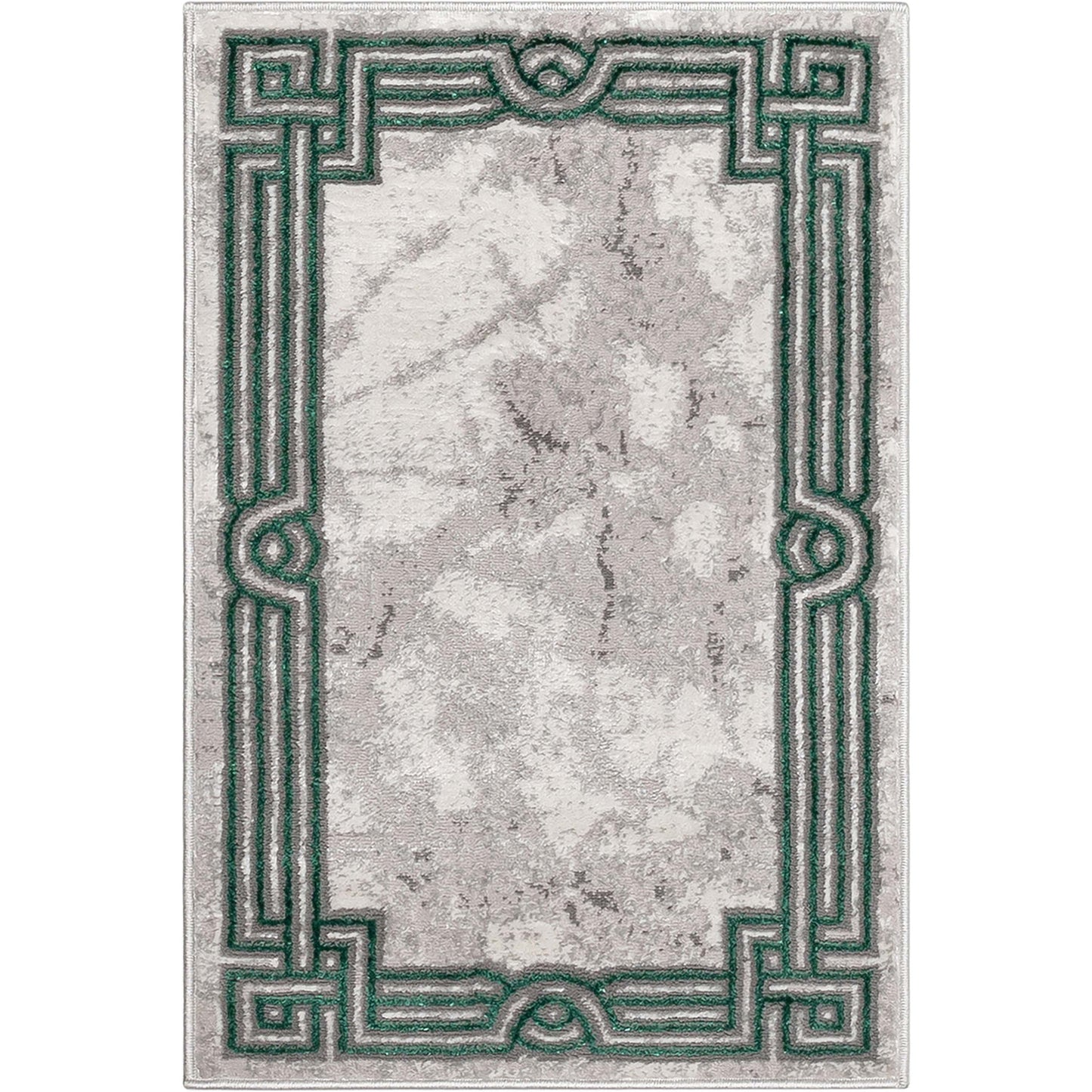 Huntington Retro Marble Border Green Glam Rug FRM-75