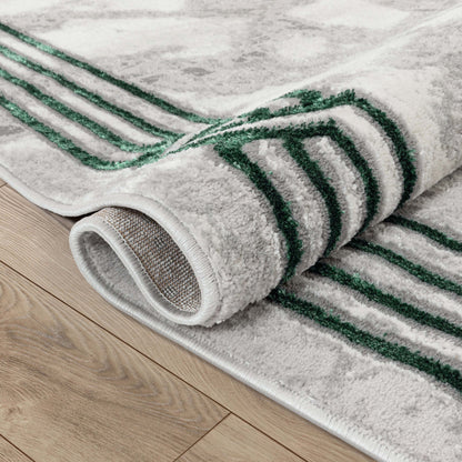 Huntington Retro Marble Border Green Glam Rug FRM-75