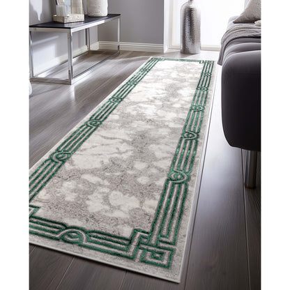 Huntington Retro Marble Border Green Glam Rug FRM-75