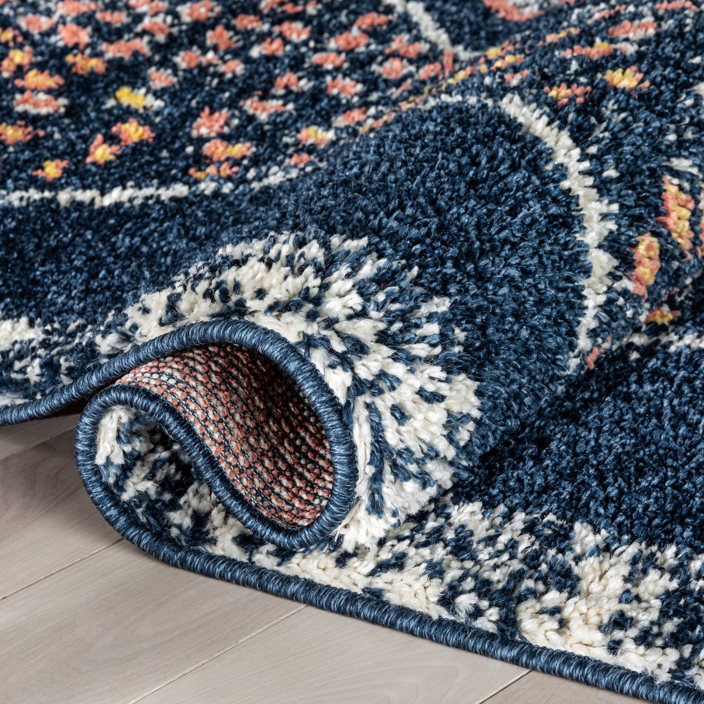 Sansa Moroccan Diamond Pattern Blue Thick Shag Rug GIG-14