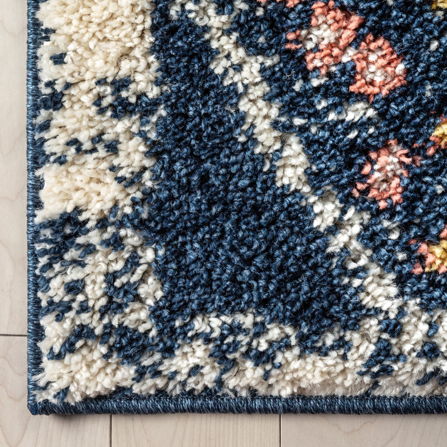 Sansa Moroccan Diamond Pattern Blue Thick Shag Rug GIG-14