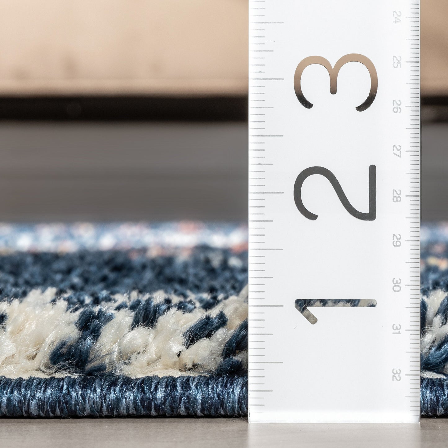 Sansa Moroccan Diamond Pattern Blue Thick Shag Rug GIG-14