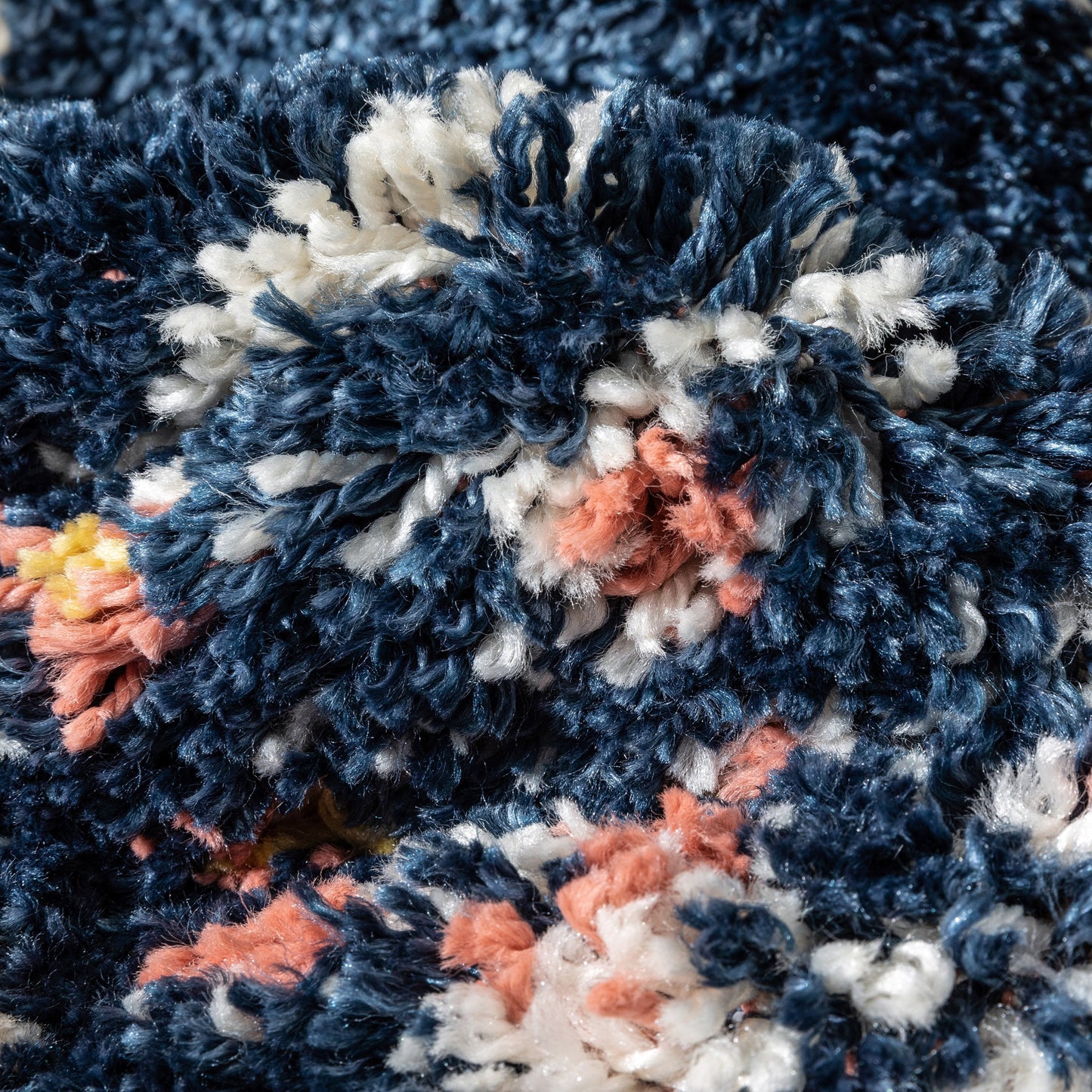 Sansa Moroccan Diamond Pattern Blue Thick Shag Rug GIG-14
