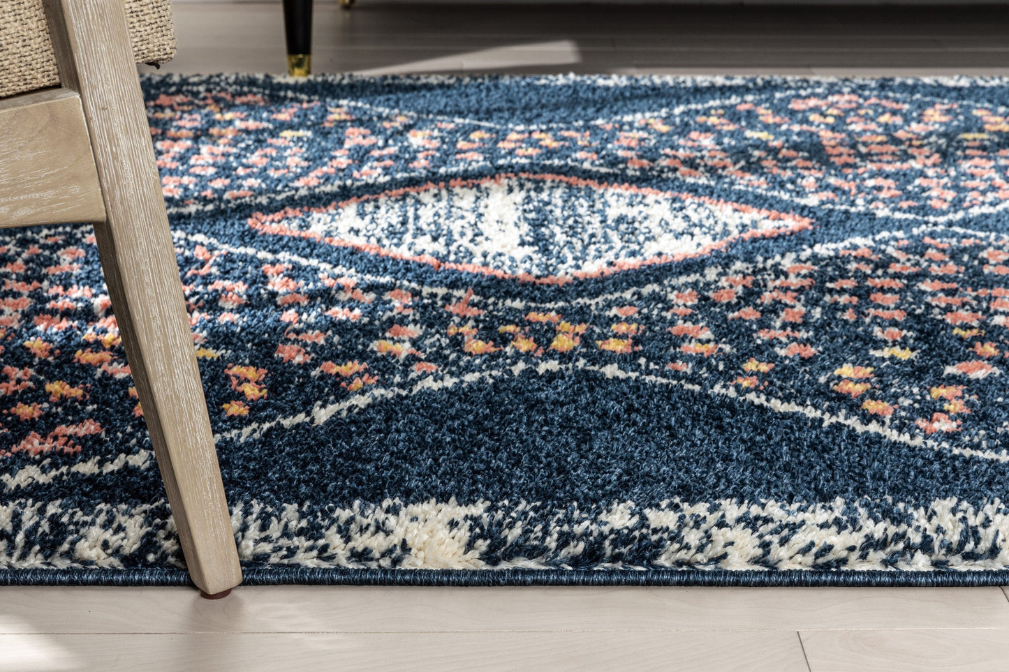 Sansa Moroccan Diamond Pattern Blue Thick Shag Rug GIG-14