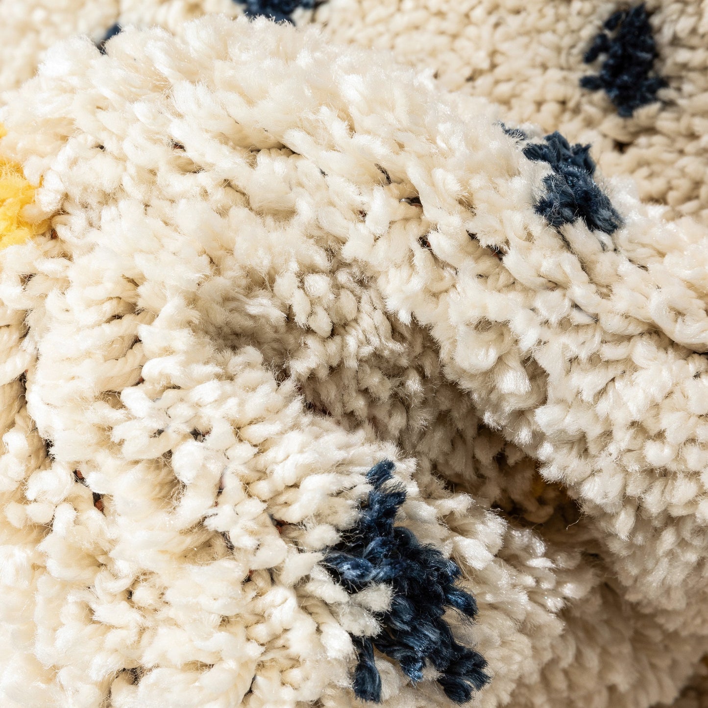 Cricket Retro Dots Pattern Ivory Blue Thick Shag Rug GIG-52