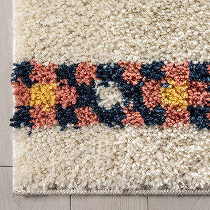 Puma Moroccan Tribal Diamond Pattern Ivory Thick Shag Rug GIG-82