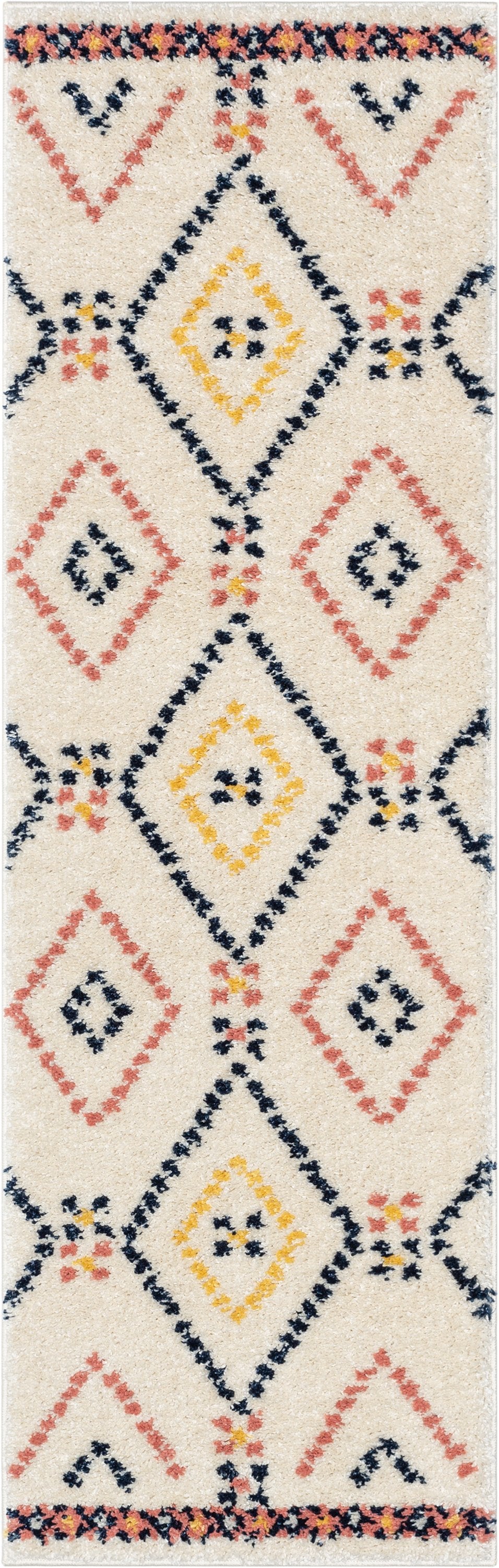 Puma Moroccan Tribal Diamond Pattern Ivory Thick Shag Rug GIG-82