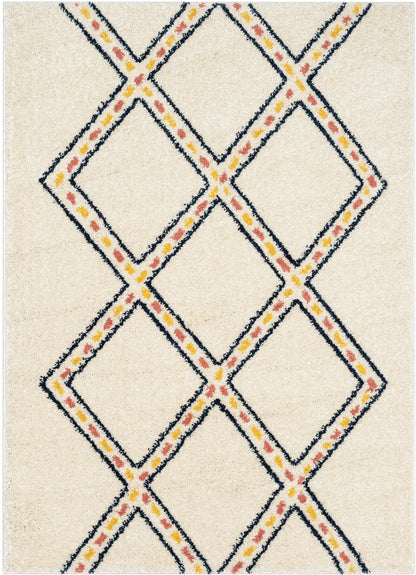 Bodhi Moroccan Tribal Diamond Pattern Ivory Thick Shag Rug GIG-92