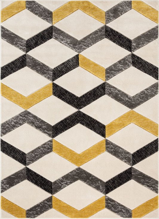 Millie Gold Modern Zigzag Geometric 3D Textured Rug GV-11