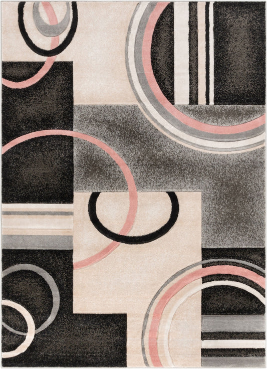 Belle Blush Pink Modern Abstract Geometric 3D Textured Rug GV-20