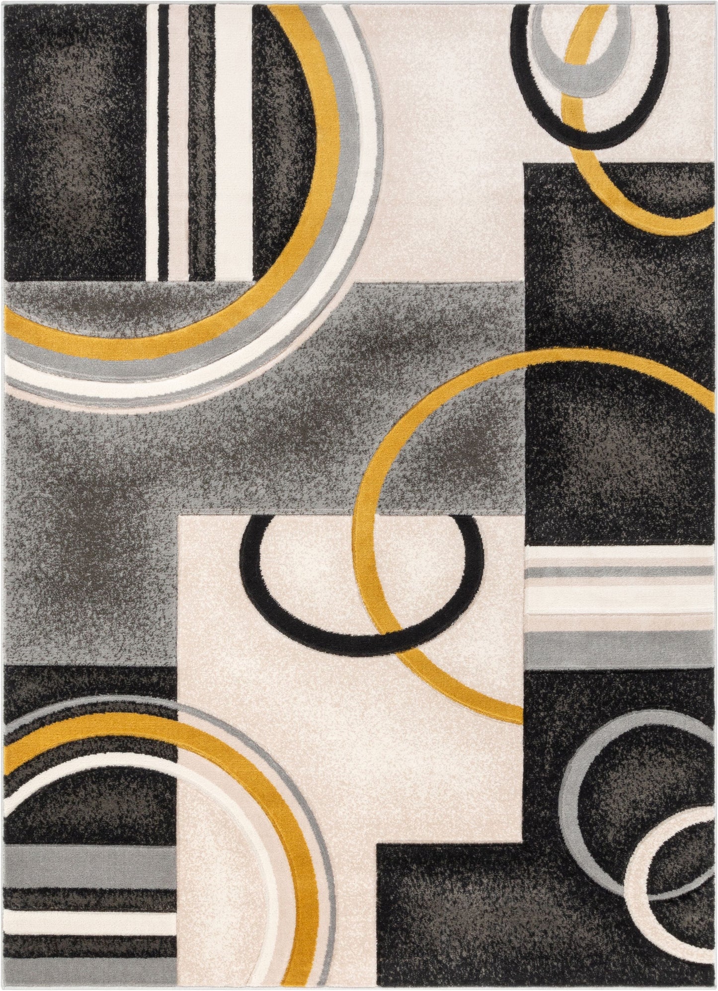 Belle Gold Modern Abstract Geometric 3D Textured Rug GV-21