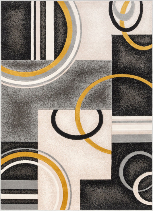 Belle Gold Modern Abstract Geometric 3D Textured Rug GV-21