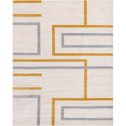 Fiona Gold Modern Geometric Lines 3D Textured Rug GV-91