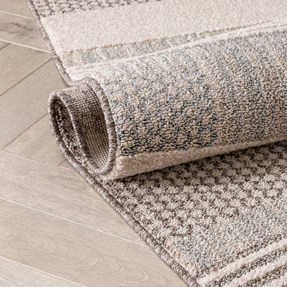 Briar Tribal Geometric Abstract Beige Looped Pile Rug HAR-12