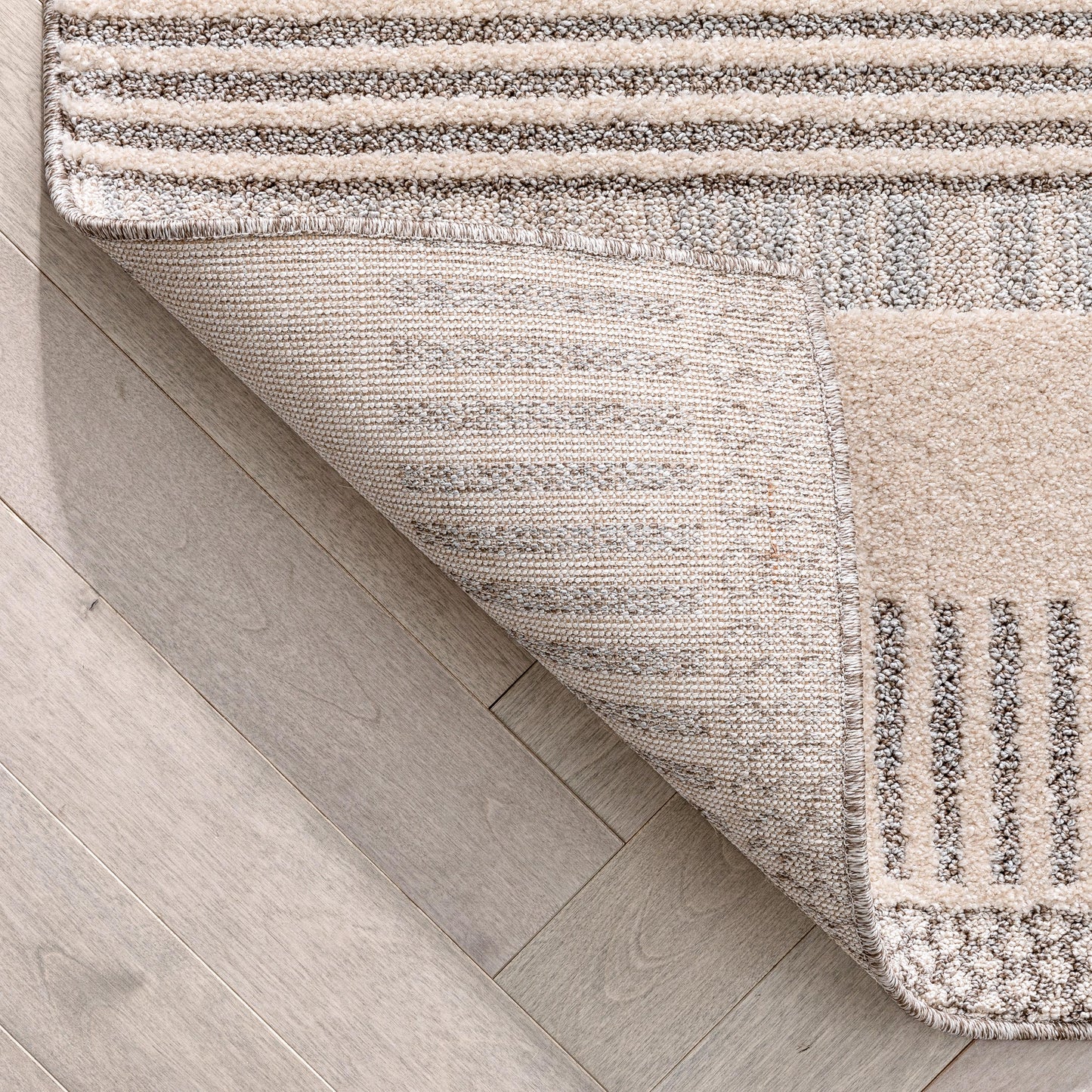 Briar Tribal Geometric Abstract Beige Looped Pile Rug HAR-12