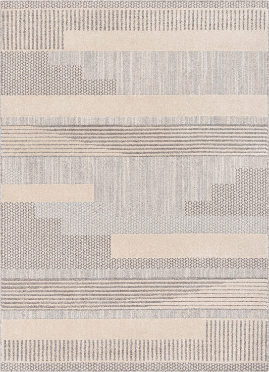 Briar Tribal Geometric Abstract Beige Looped Pile Rug HAR-12